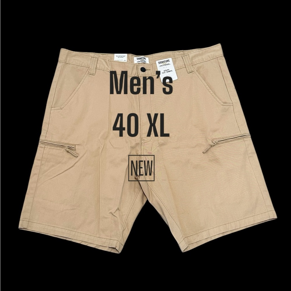 Men's Levi's Levi Strauss 40 XL Chino Khakis Cargo Utility Shorts Khaki NWT - Picture 2 of 9
